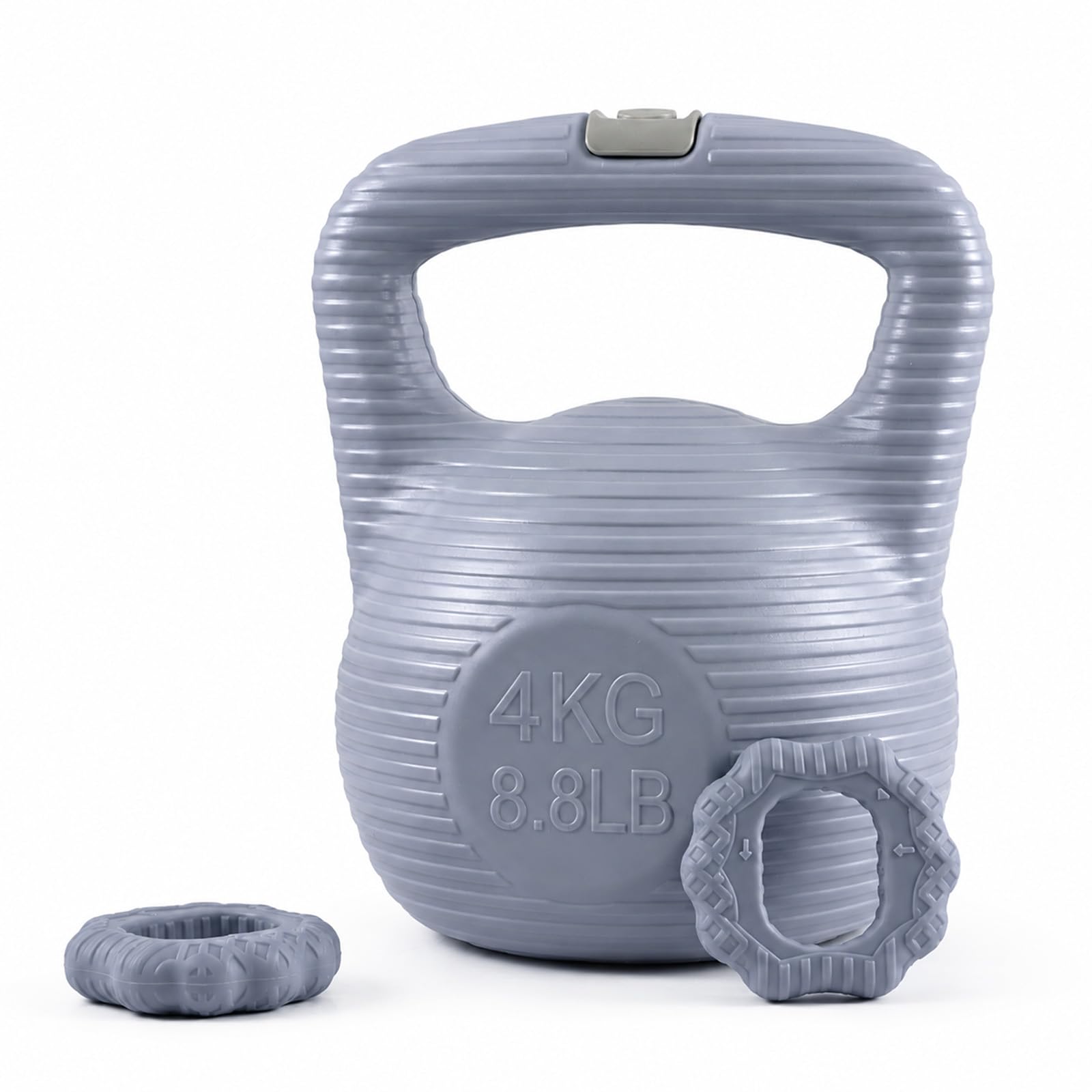 Home Fitness Set, Kettlebell and 2 Silicone Grip Trainers (Grey, 4kg)