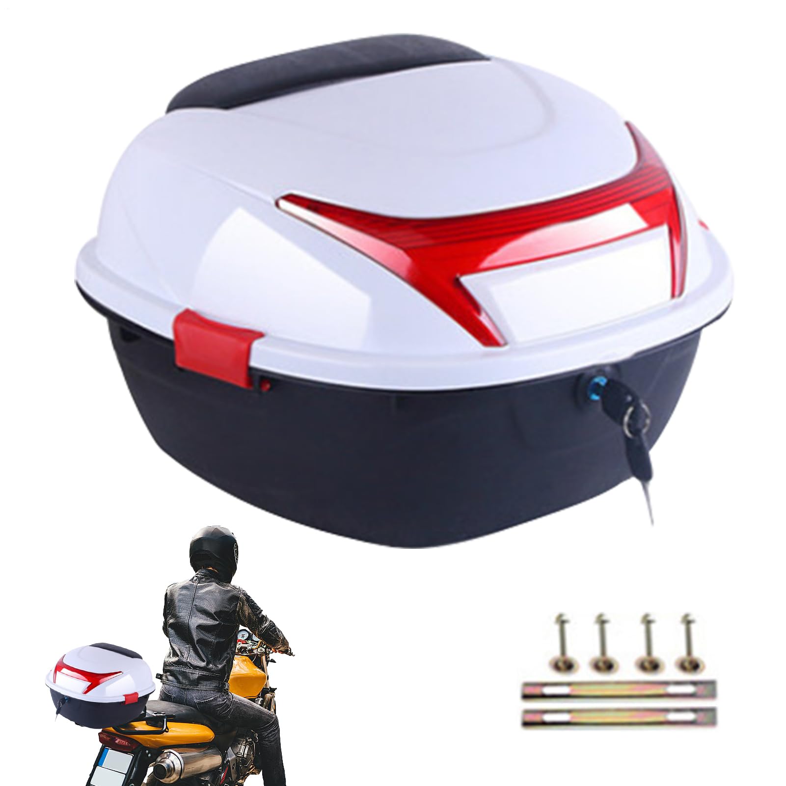 Generic Caja De Equipaje Para Motocicleta, Caja De Maletero Para Almacenamiento De Motocicleta, Organizador Grueso Para Zapatos, Ropa, Gafas, Poncho De Lluvia | Reflectores grandes de almacenamiento, para coche eléctrico, zapatos, sombreros, otros artícul