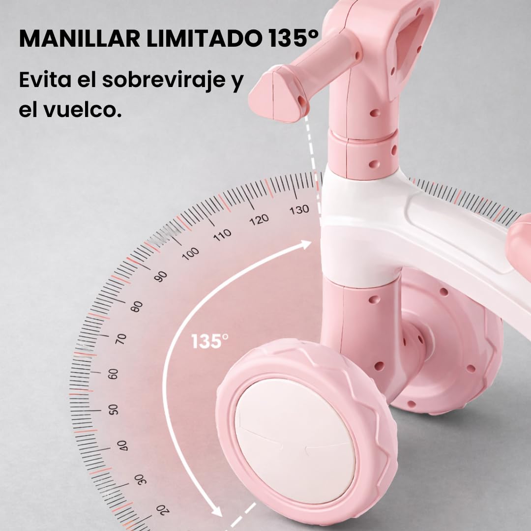 Edibaby, Triciclo Bebé 1 Año | Correpasillos Ligero | Primera Bicicleta de Equilibrio para Bebés | Bici sin Pedales | Juguete Niño 1-2 Años Ideal como Regalo (Rosa) — view 4