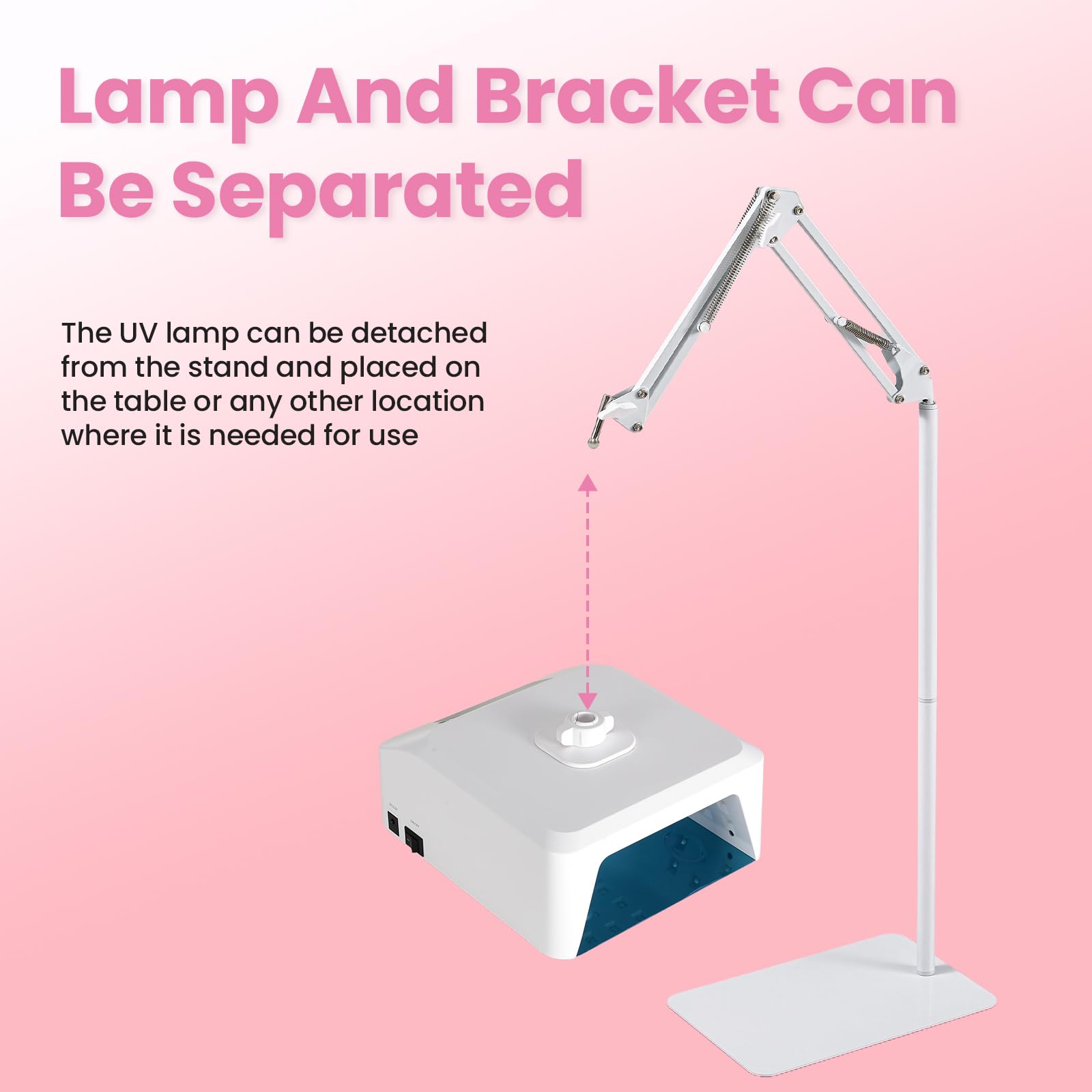 Lámpara de pie UV, lámpara de pedicura colgante de 78 W, lámpara UV inalámbrica para pies, lámpara de uñas LED en brazo, lámpara de suelo inalámbrica para curar esmalte de uñas de gel
