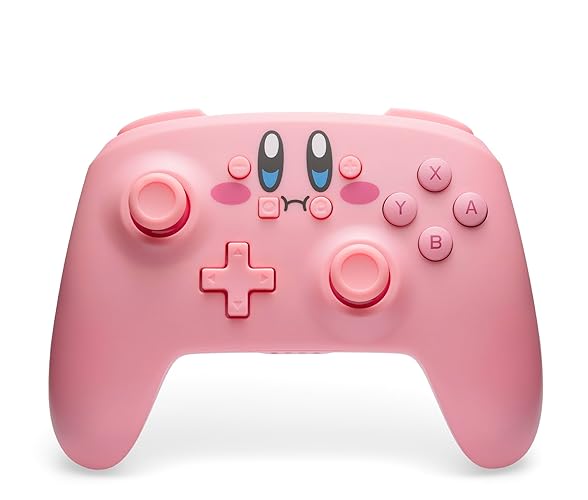 PowerA Wireless Controller for Nintendo Switch - Kirby Mouthful, Switch Lite/Switch-OLED Model, Nintendo Switch 2, AA Battery Powered (Battery Included), Bluetooth, Motion Controls, Officially Licensed - Kirby - With Motion