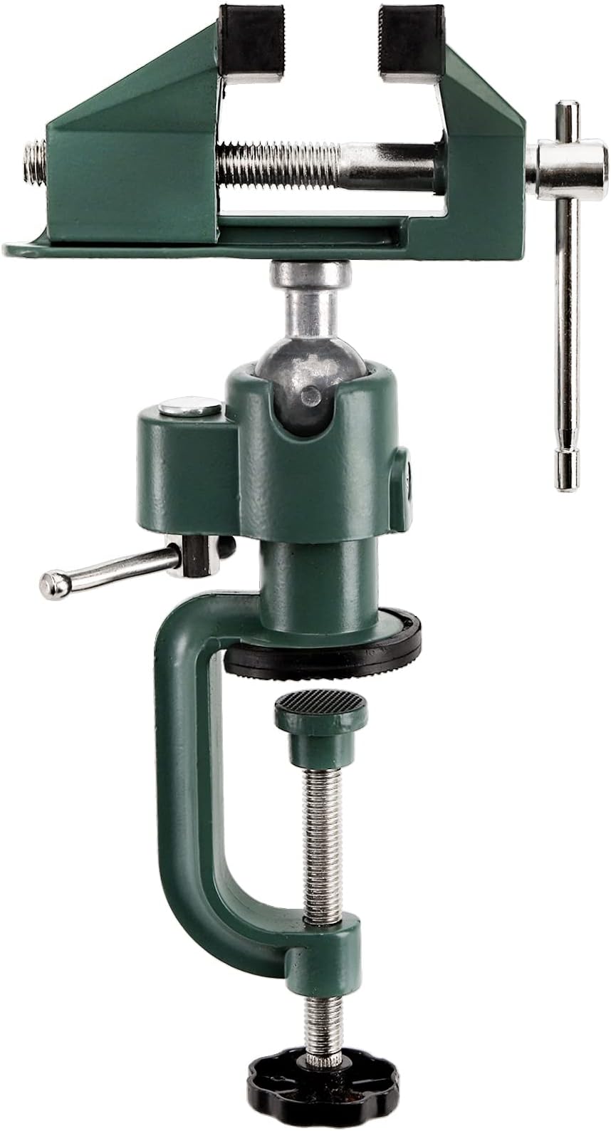 FasmovSwivel 3" Universal Table Vise Tilts Rotate 360° Universal Work, Table Vice Portable for Workbench, Home, Drilling, Woodworking and More, Green