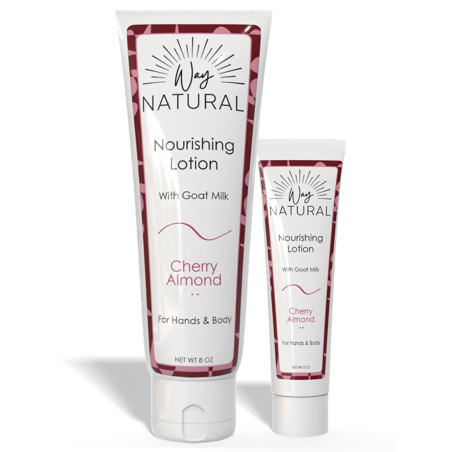 Way Natural Nourishing Goat Milk Lotion, Cherry Almond - Home & Away Set, Natural Hand & Body Cherry Almond Lotion for Dry Skin - Goat Milk Hand Cream