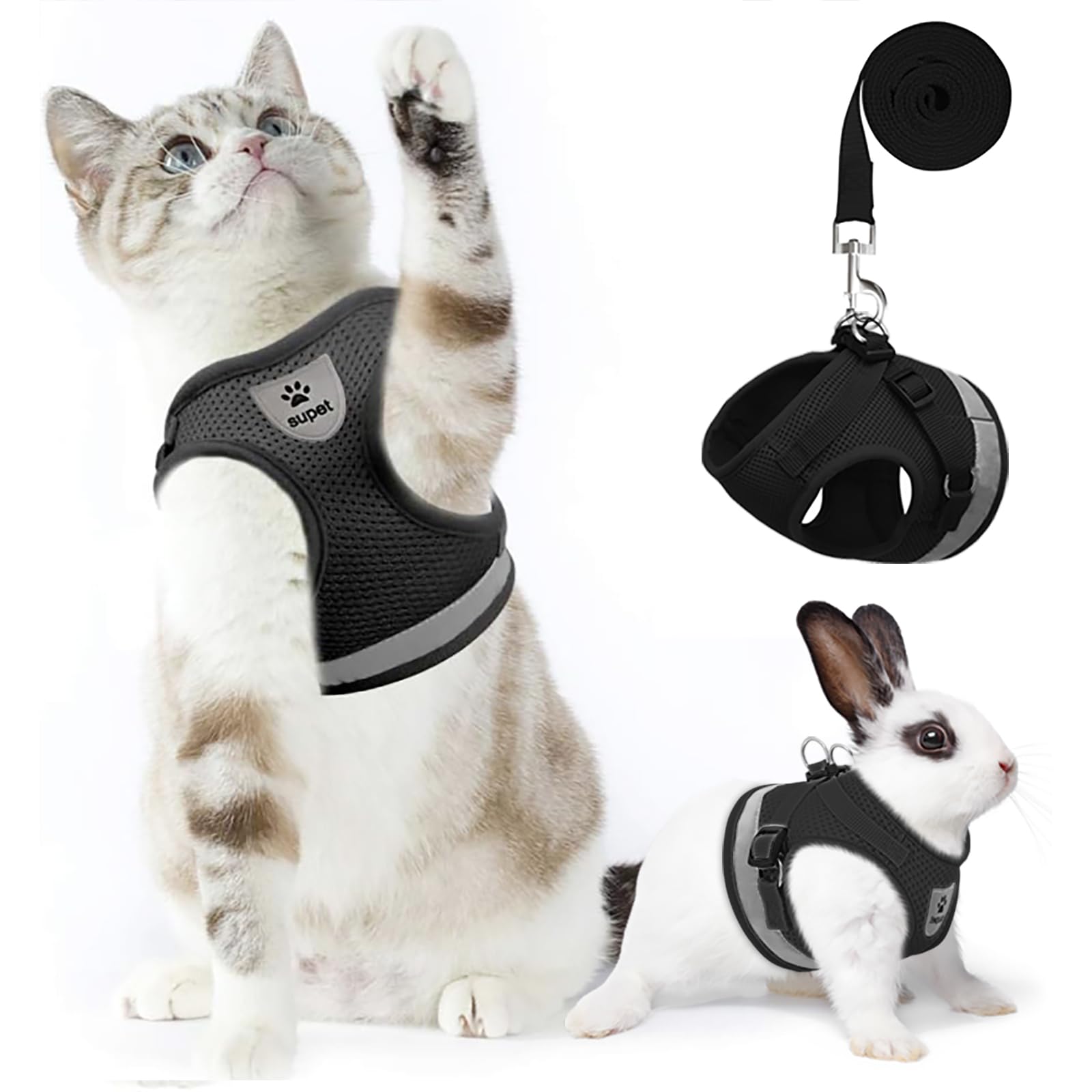 Cat Harness and Leash Set for Walking Escape Proof Small Cat and Dog Harness Soft Mesh Harness Adjustable Cat Vest Harness with Reflective Strap Comfort Fit for Pet Kitten Puppy Rabbit (B07Z666T5N) Amazon Price History, Amazon Price Tracker