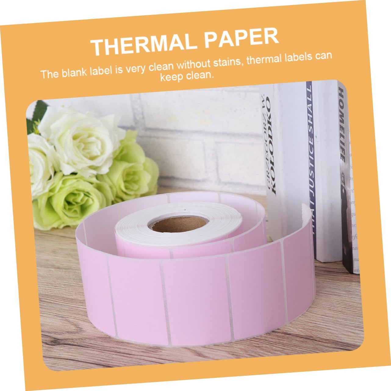 Veemoon Etichette Autoadesive in Carta Termica Rosa per Etichettatrice Resistenti All'acqua 2 Pezzi e Etichette Adesive Blank per Pacchi Spedizione