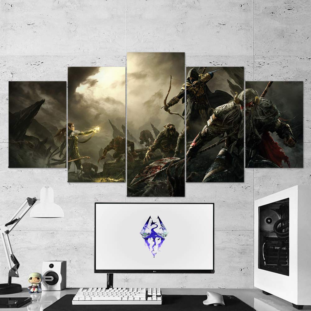 Buy The Elder Scrolls V Skyrim Dragon Viking Canvas Wall Art, The Elder
