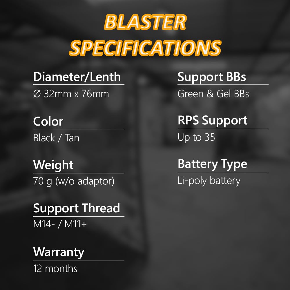 ACETECH Traceur Blaster pour réplique d'airsoft, simule la Flamme. Adapté aux filetages 14mm antihoraire (CCW) et 11mm horaire (CW)