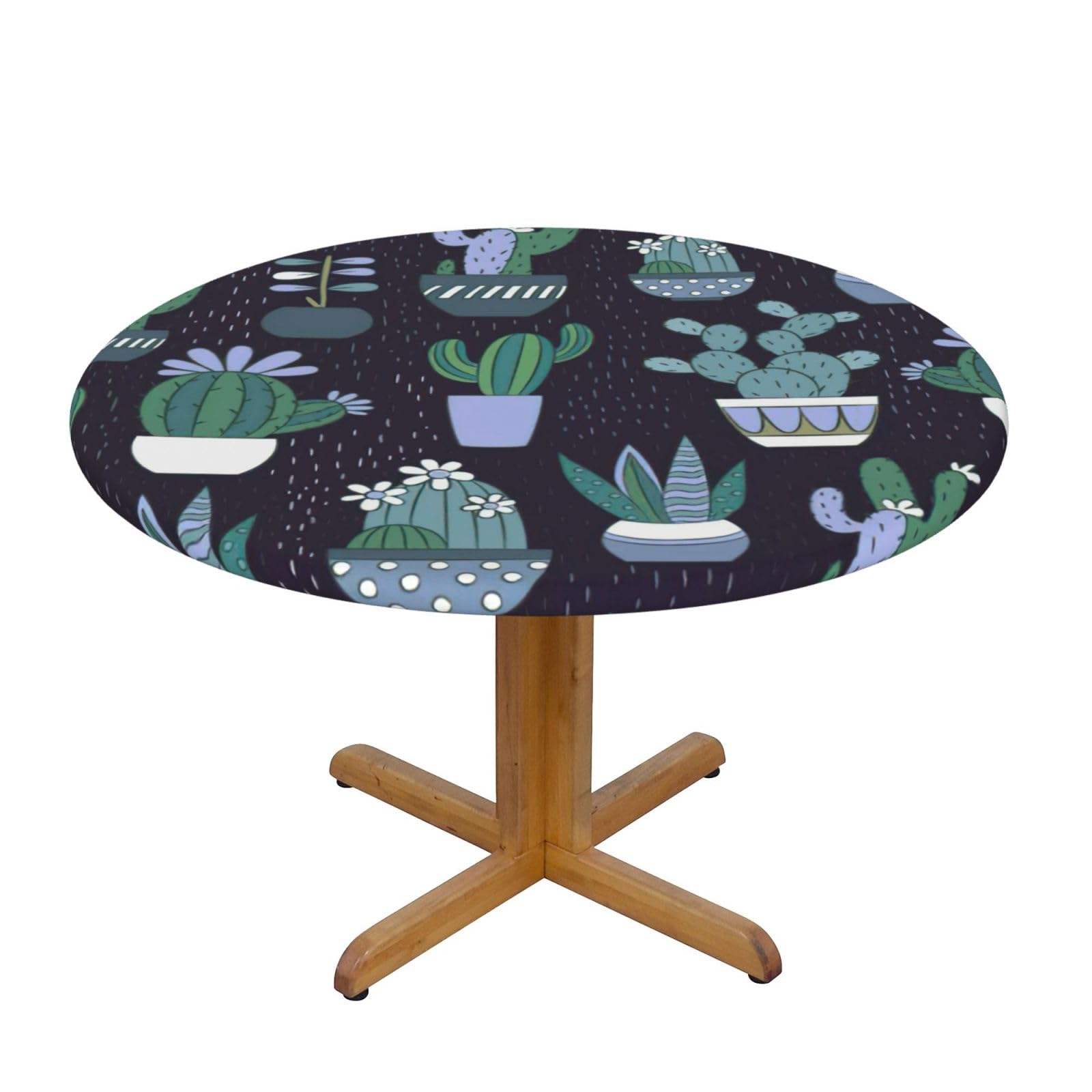 Cactus Succulent Plant Print Wipe Clean Oval Tablecloth Stain-Resistant Dining Table Accessories Table Protector For Home