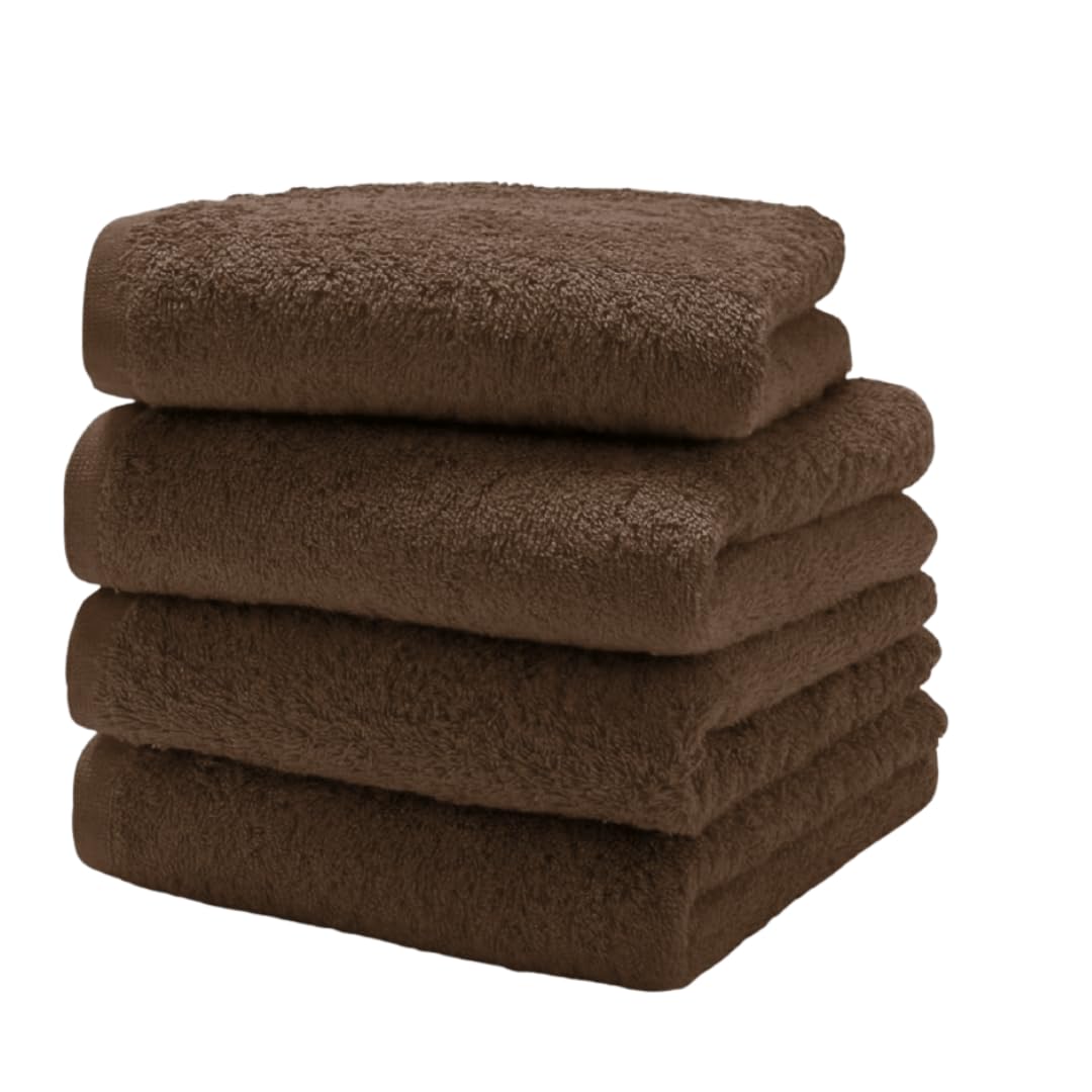 Diamond Tex Pack of 4 100% Cotton Face Cloth Set 30x30cm Flannel Washcloth Towels Extra Absorbent & Quick Dry Hotel Gym Spa Makeup Remover 600 GSM (Chocolate Brown) โ image 1