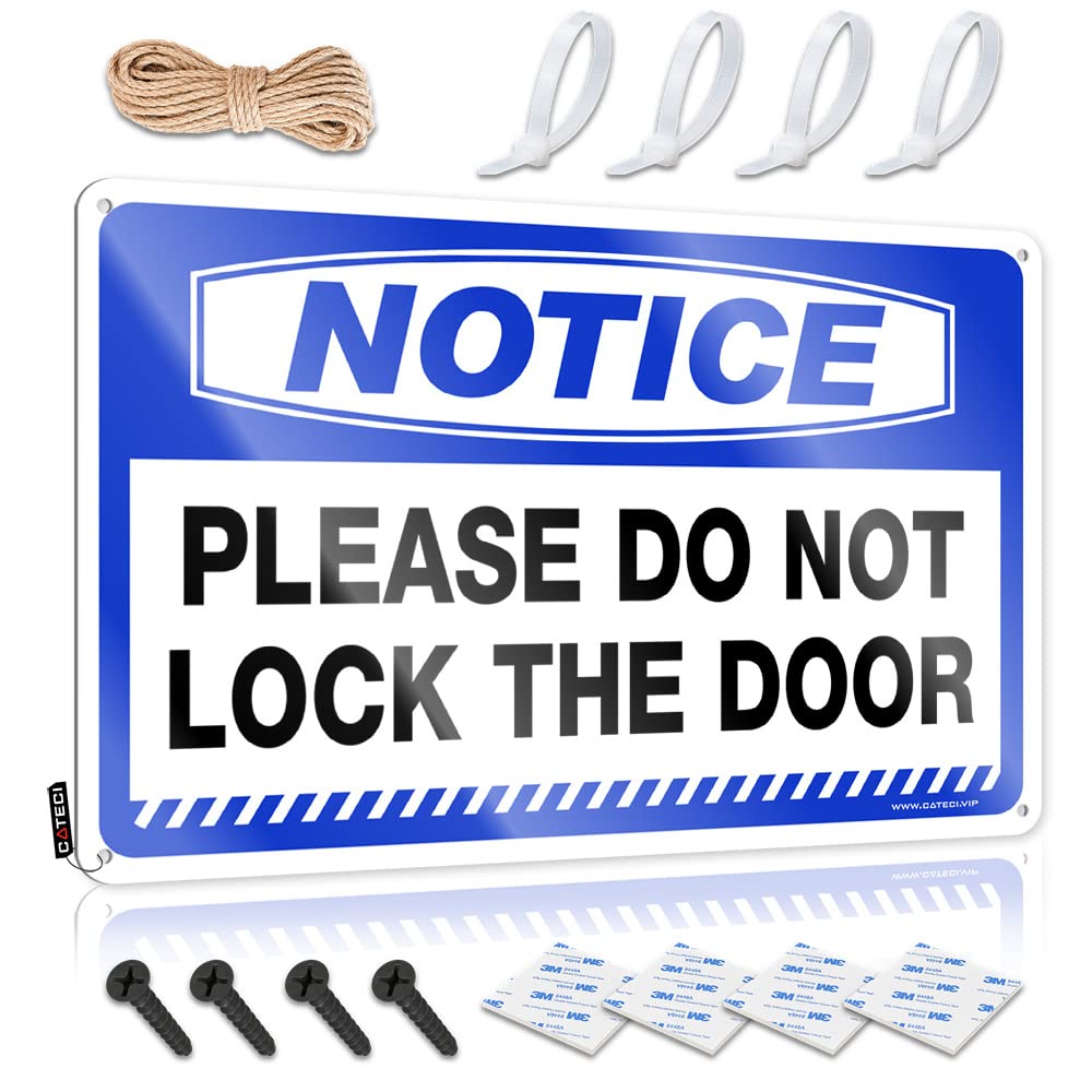 HELIOFORGE Metal Signs Decor Notice Please Do Not Lock The Door Tin Sign Signs For Bedroom Door Pool Signs And Decor Outdoo(30X40CM)