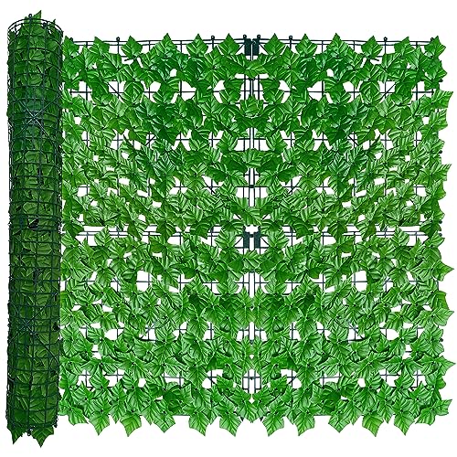 ODTORY Artificial Ivy Privacy Fence Wall Screen,40X120 in UV-Anti Faux Greenery Backdrop Ivy Vine Leaf Hedges Fence Panels for Patio, Balcony, Garden, Backyard Indoor Outdoor Light Green Wall Decor