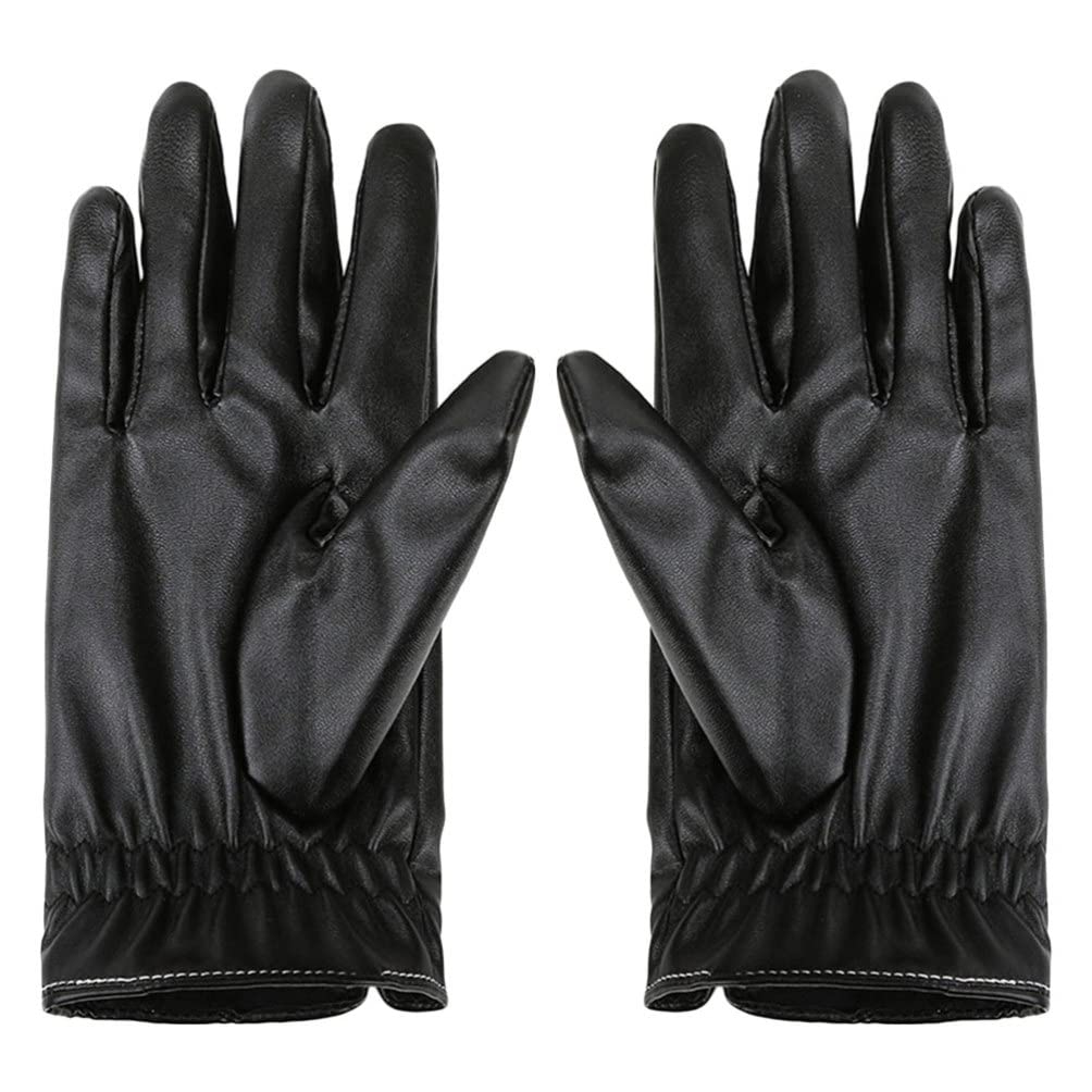 LIOOBO Leather Touch Screen Gloves Winter Cycling Windproof for Driving Jogging Safety 1 Pair