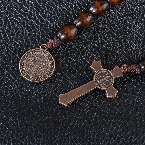 Pocket Rosary for men - Handmade Wooden Catholic Rosaries, Wooden Bead Rosary Necklace, Metal Cross For Catholic Or Christian Gift3