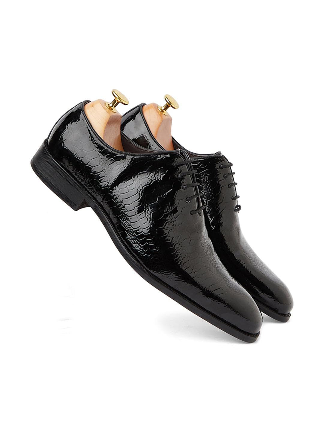 Zenia Patent Croc Oxford for Women | Sophisticated Black Glossy Leather Lace Up Dress Shoes with Modern Reptile Texture and Comfortable Padded Insole Office Formal Events | Size 8-image-30