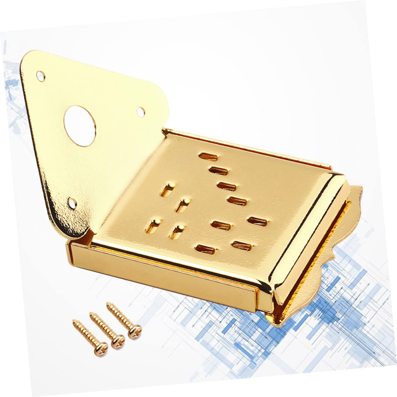 Holibanna Metal Mandolin Tailpiece with Screws Durable Metal Construction Easy Installation Removable Coverplate for Fast String Changes Upgrade Your Mandolin Look and Feel Golden