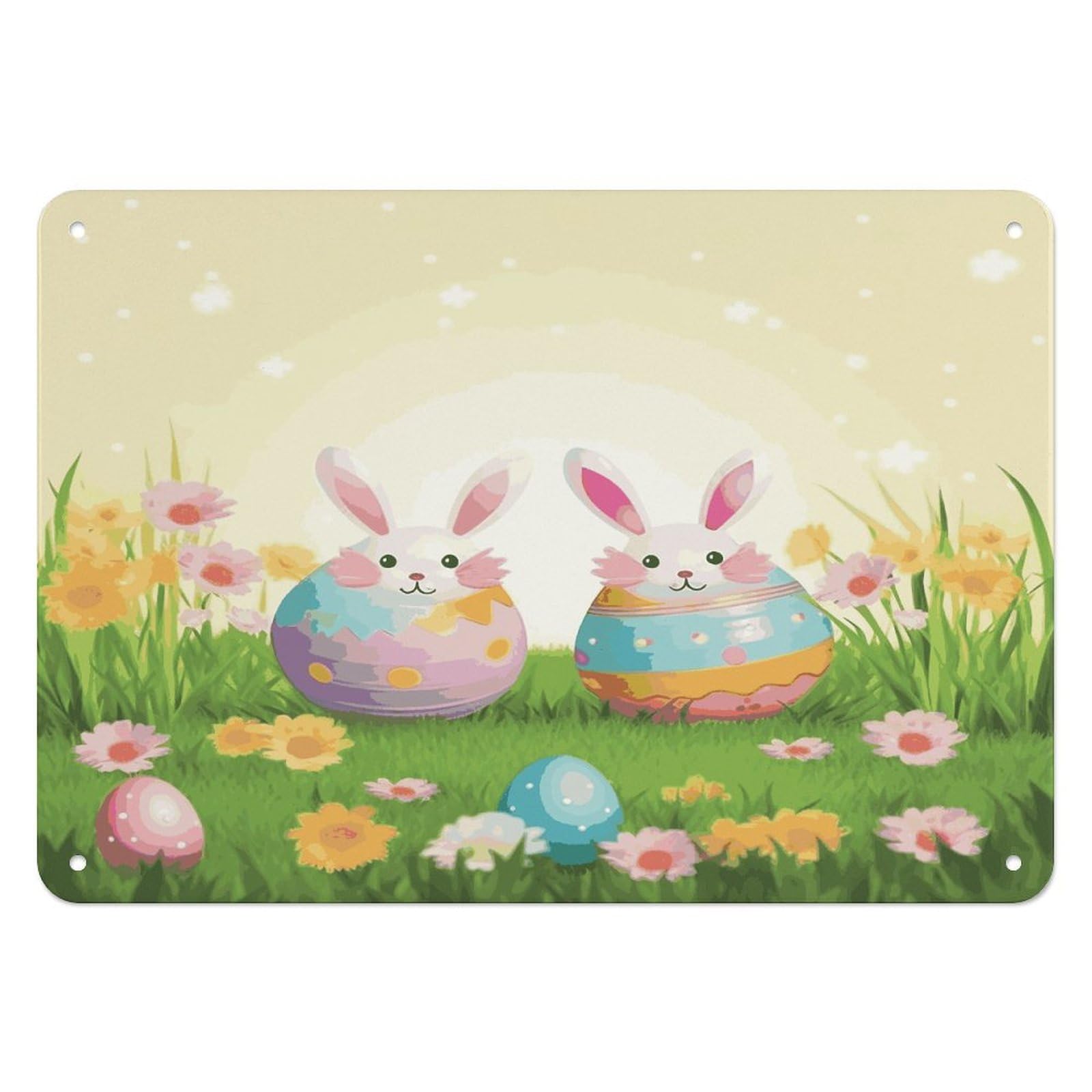 Btcowzrv Style Happy Easter Day Metal Sign, 5.5" X 7.9" Tin Wall Decor, Wall Art Plaques For Home Wedding Decor Room Living Room Decoration