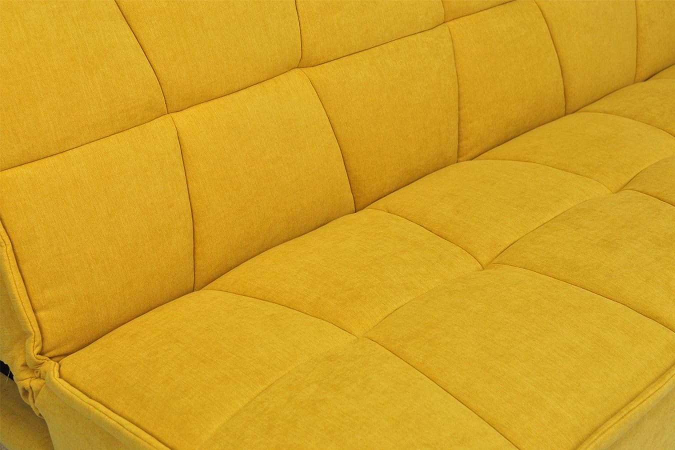 SAMIRA Divano letto clic clac in tessuto vellutato giallo, divano 3 posti mod. Bart