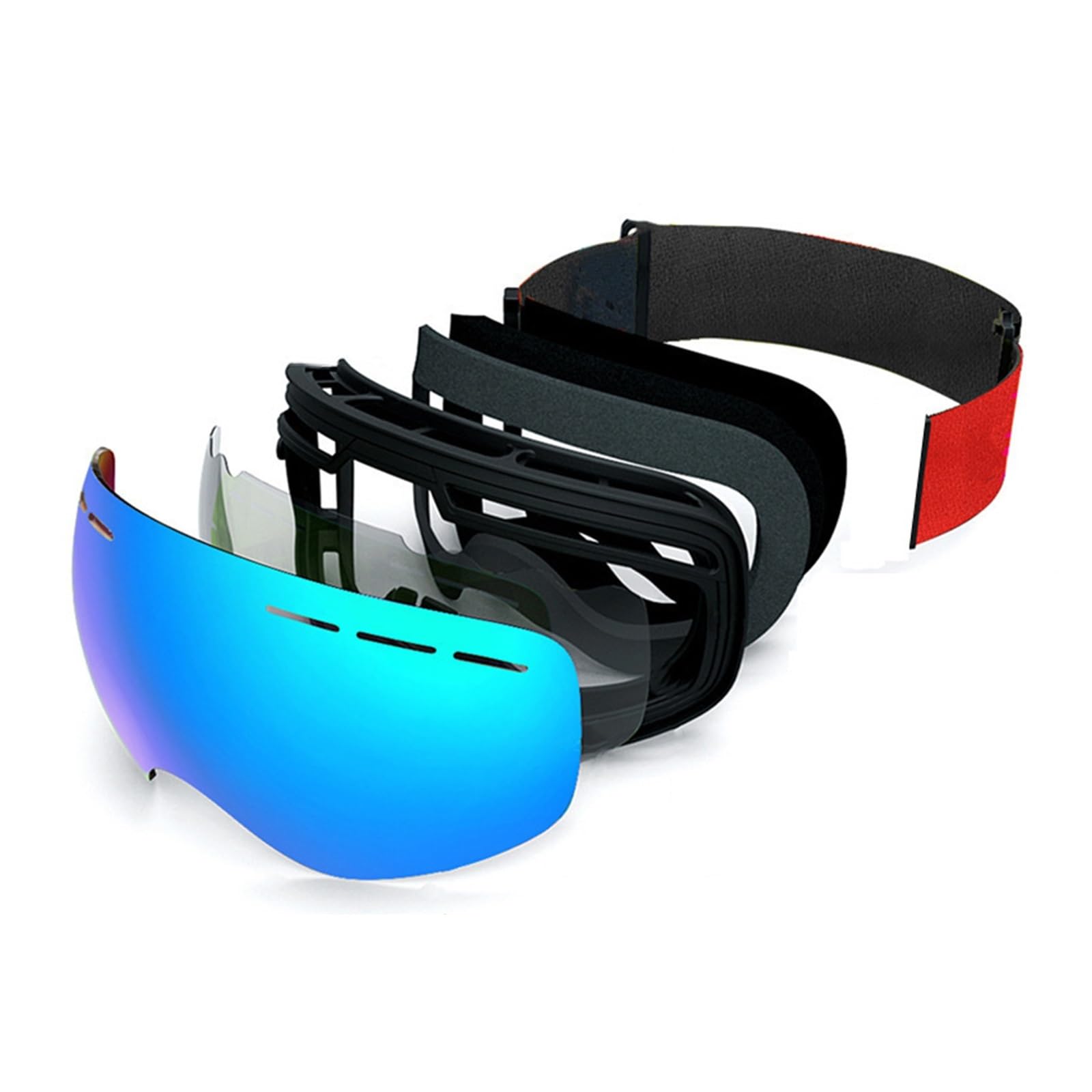 Okulary narciarskie magnetyczne gogle narciarskie z szybką wymianą soczewek i etui UV400 -fog gogle snowboardowe męskie i damskie gogle Outdoor (Kolor: 004) (2)