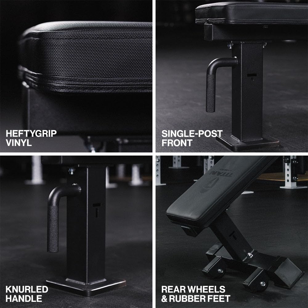 Elite Series Single Post Flat Bench, Rated 1,000 LB, 2.5" Thick Vinyl Pad, Dedicated Home Gym Competition Weightlifting & Strength Training Utility Bench