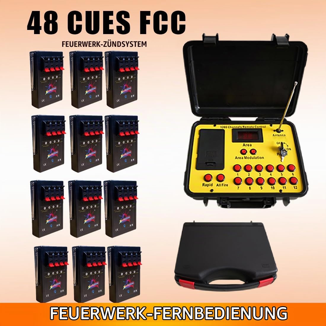 48Fach Professioneller Feuerwerk Fernzünder mit 500m Reichweite, Programmierbare Zündanlage für Hochzeiten, Neujahr, Partys & Feuerwerksshows