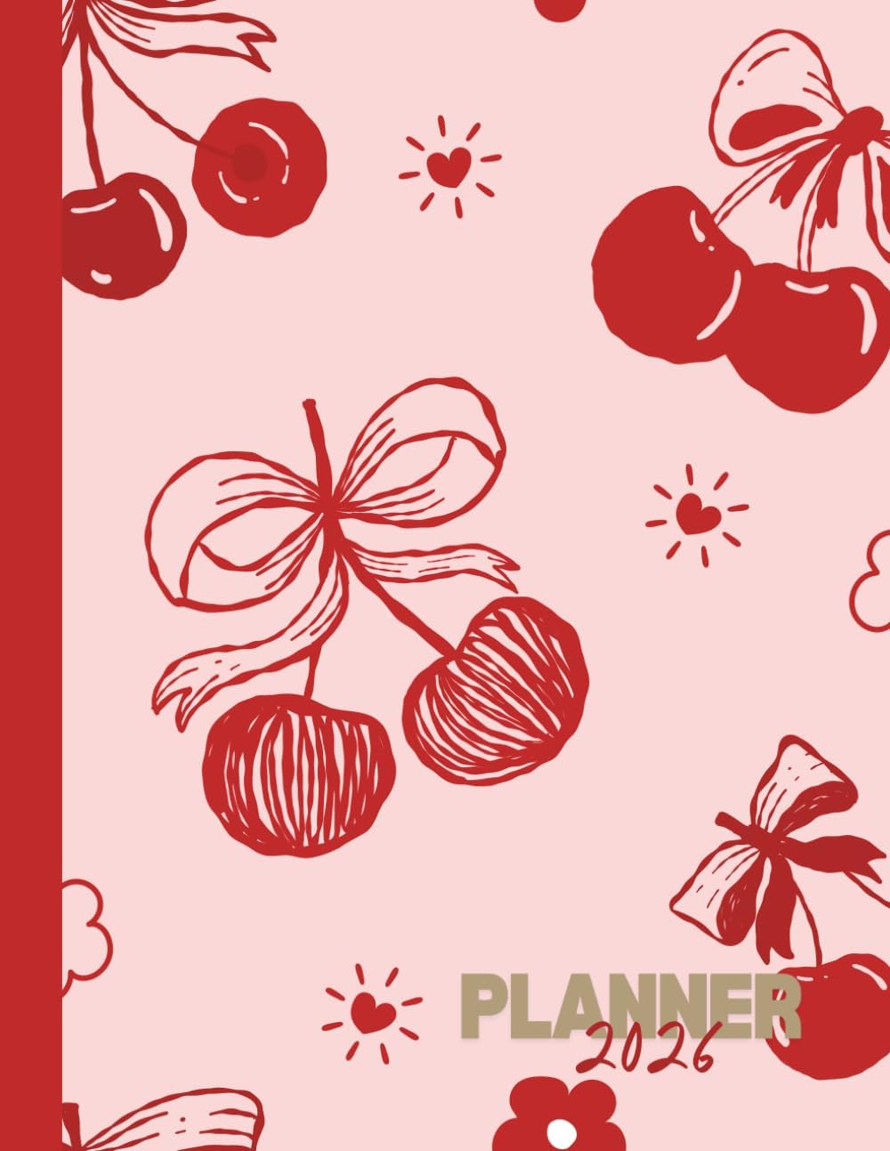 Red Cherry Monthly Planner 2026: Berry Daily Notebook Schedules for 12 month calendar with Large paper pad 8.5"x11" - 100 Pages, for teens girls and adult