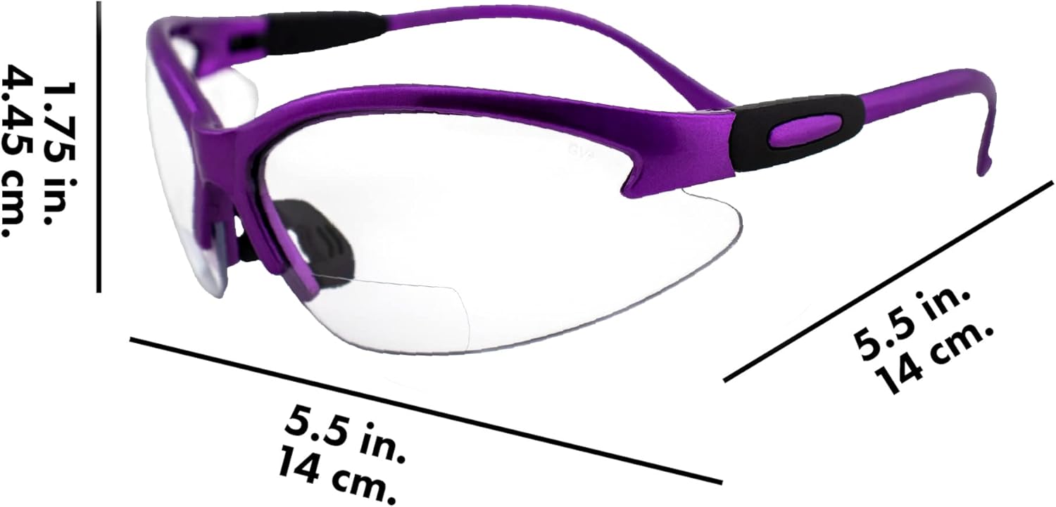 Birdz Eyewear Flamingo Safety Glasses for Nurses Dental Assistant Glasses Shooting Sunglasses for Women Ladies Men 2 Pairs Black Purple & Hot Pink Frames w/Clear Lens 2.0+ Magnification