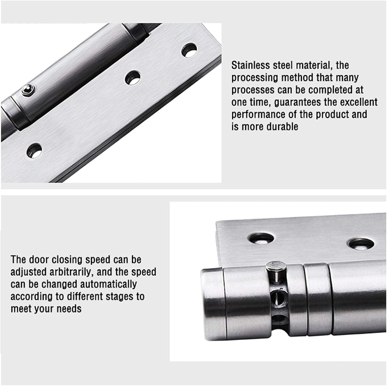 Hinge, Door Hinges 2 Pcs Door Closer Hydraulic Hinge Stainless Steel Invisible Door Hinge Positioning Spring Hinge Automatic Door Closing Hinge Door Closer (Color : Bronze)
