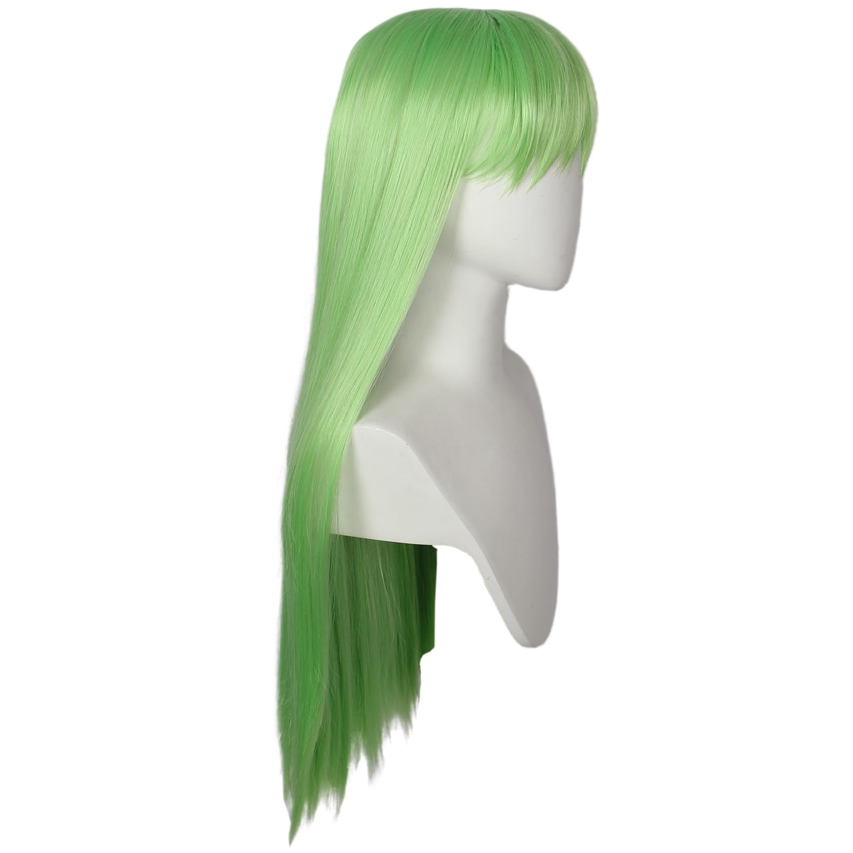 Linfairy Cosplay Long Straight Light Green Synthetic Wig for Unisex Halloween Costume Party Cosplay Anime Wig - Image 3