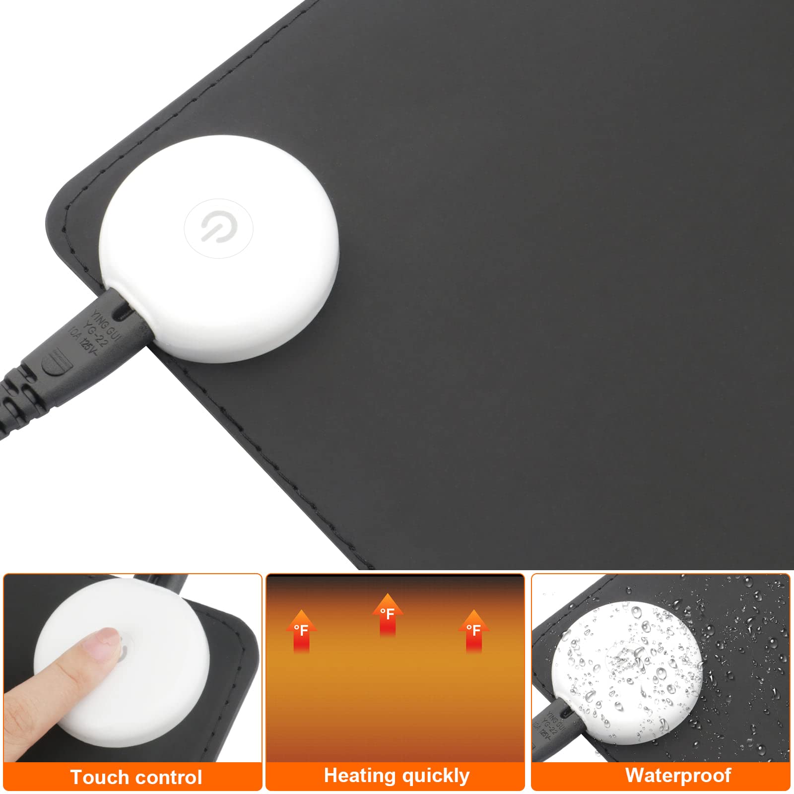 SPORWAY Sous-main De Table Tapis De Souris Chauffant, 80 X 33 Cm Grand Tapis De Souris étanche, 5 Niveaux De Chauffage Et 4 Heures D'arrêt Automatique Sous-main Chauffant Pour La Maison Et