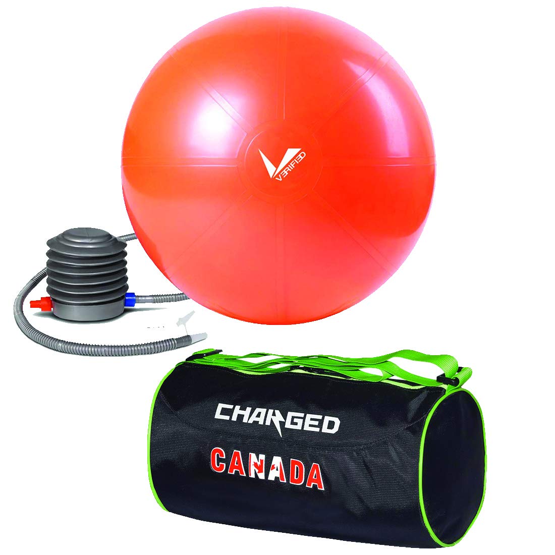 VERIFIED Gym Set with VF-1005 Stability Ball and Charged Canada Large Gym Bag Black-picture-31