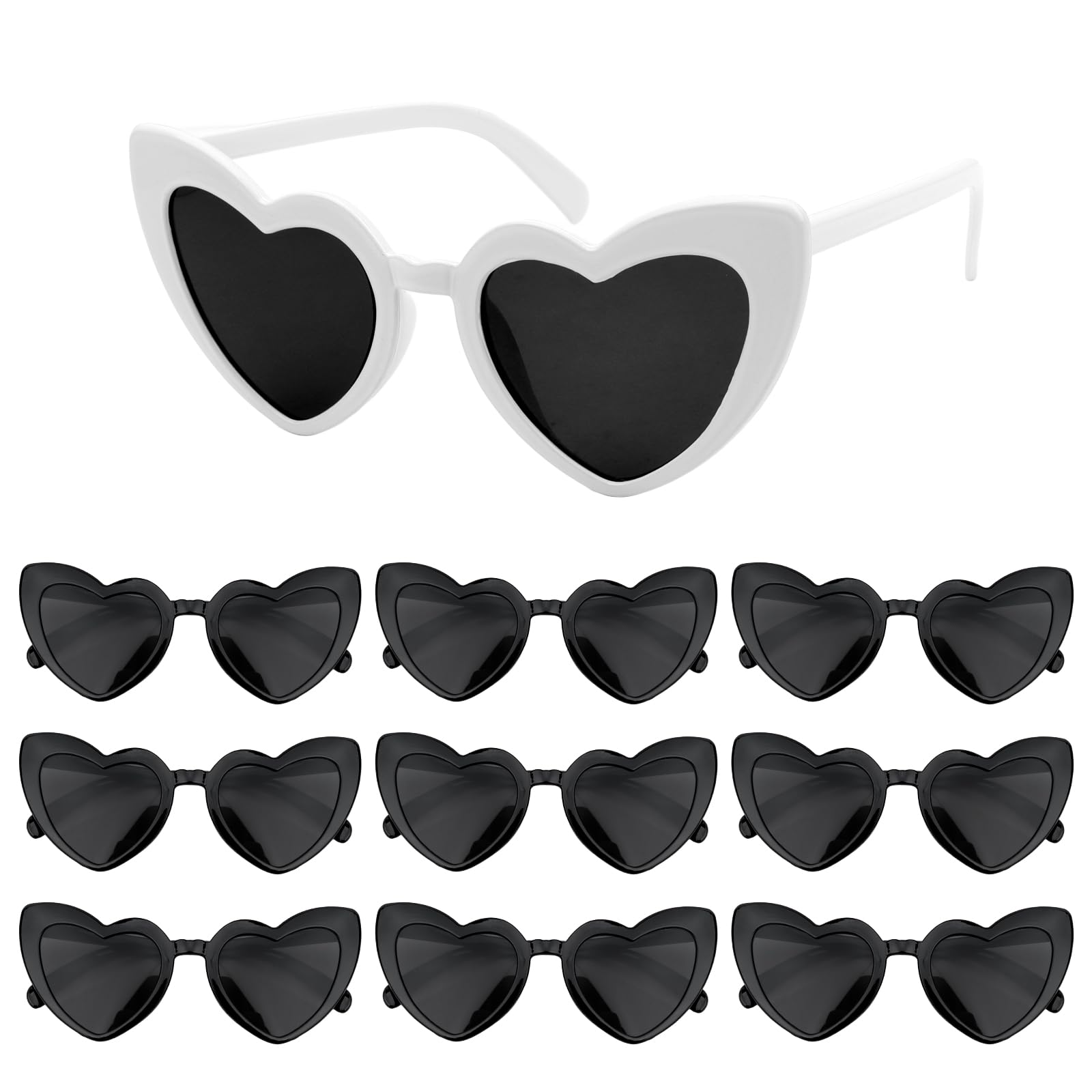 ACO-UINT Heart Sunglasses for Women Bachelorette Sunglasses Vintage Heart Shaped Party Glasses for Bridal Wedding Bridesmaid Summer Party Favors(White