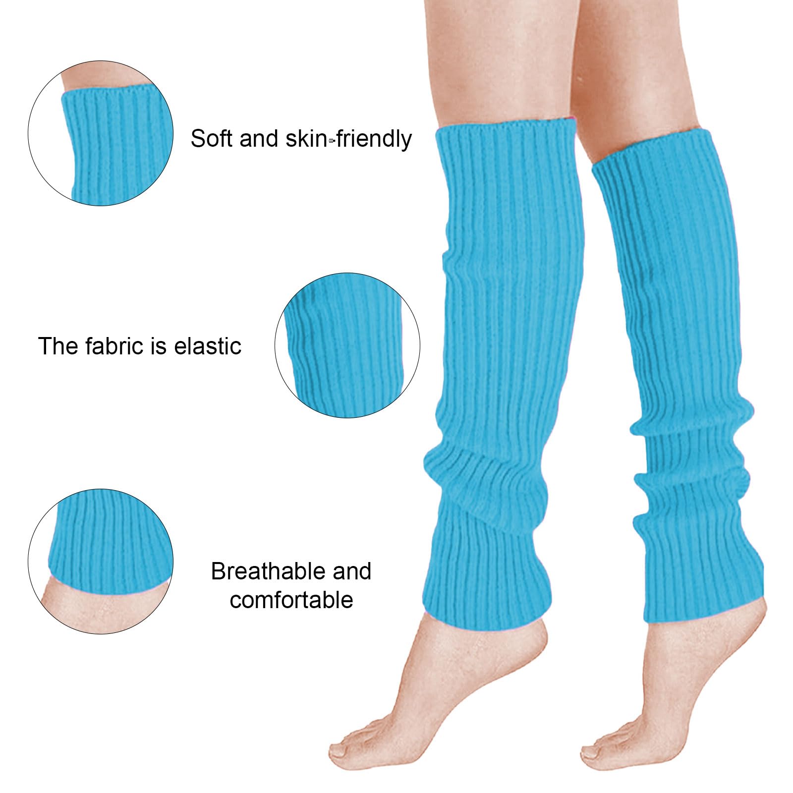 MUNSKT 5 Colors Leg Warmers Fishnet Gloves Headband Wristbands Neon Set, 80s Women Fancy Dress Costume Accessories - Image 4