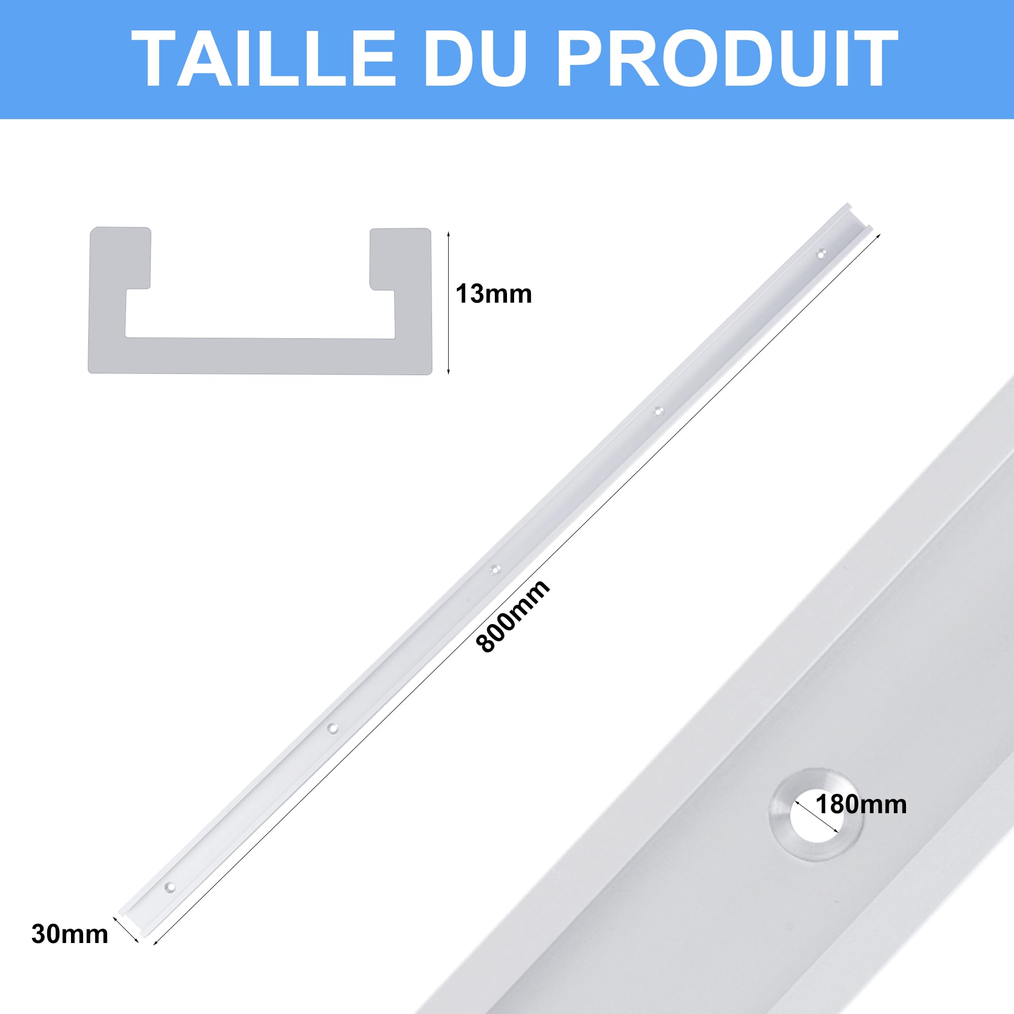 uyoyous Rail en T Aluminium 800mm, 4 Pièces Rainure en T pour Travail du Bois, Scies à Table & Établis - Montage Facile avec Vis