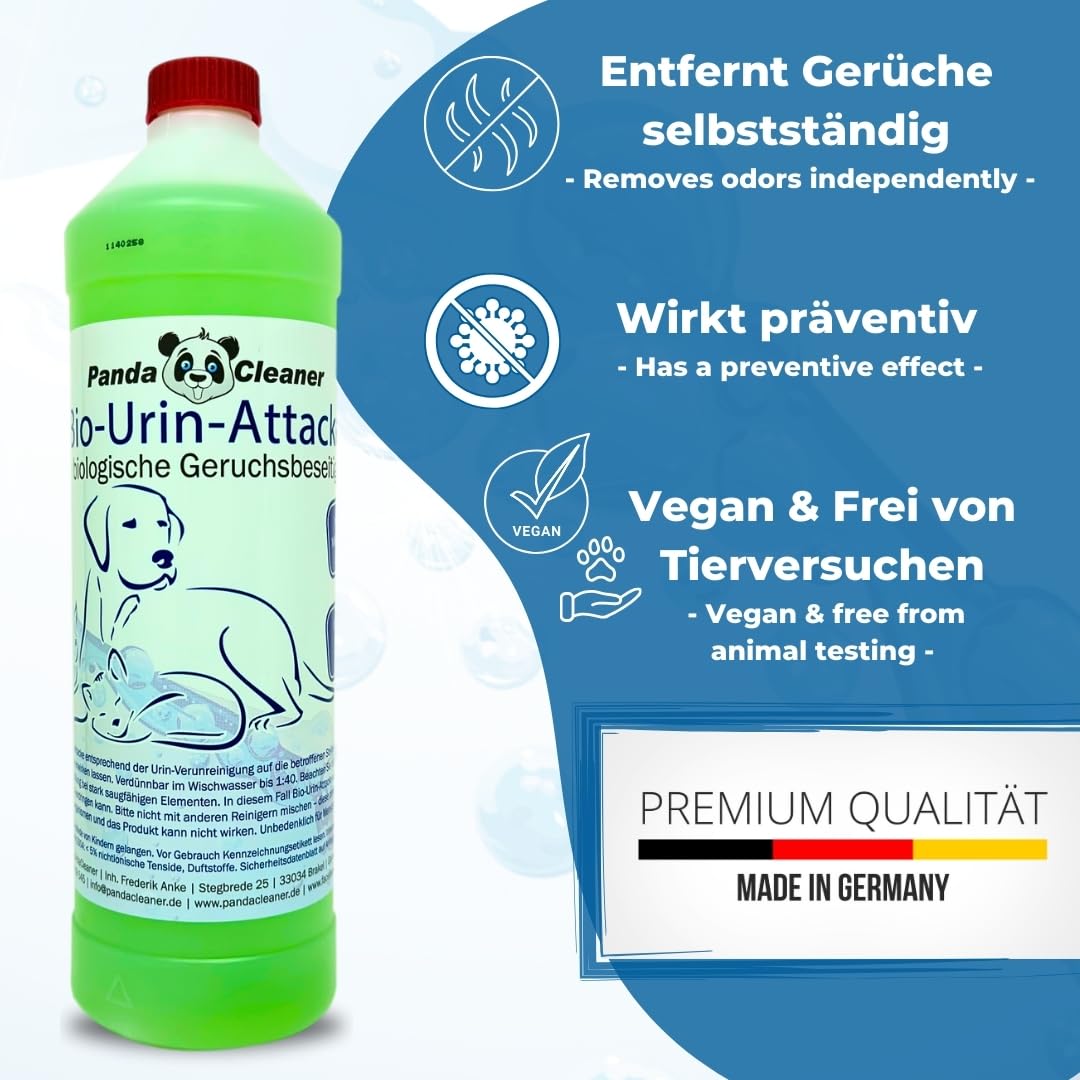PandaCleaner® Bio-Urin Attack Odour Remover/Smell Neutralizer - Concentrado de 2000ml - Eliminación biológica de olores animales
