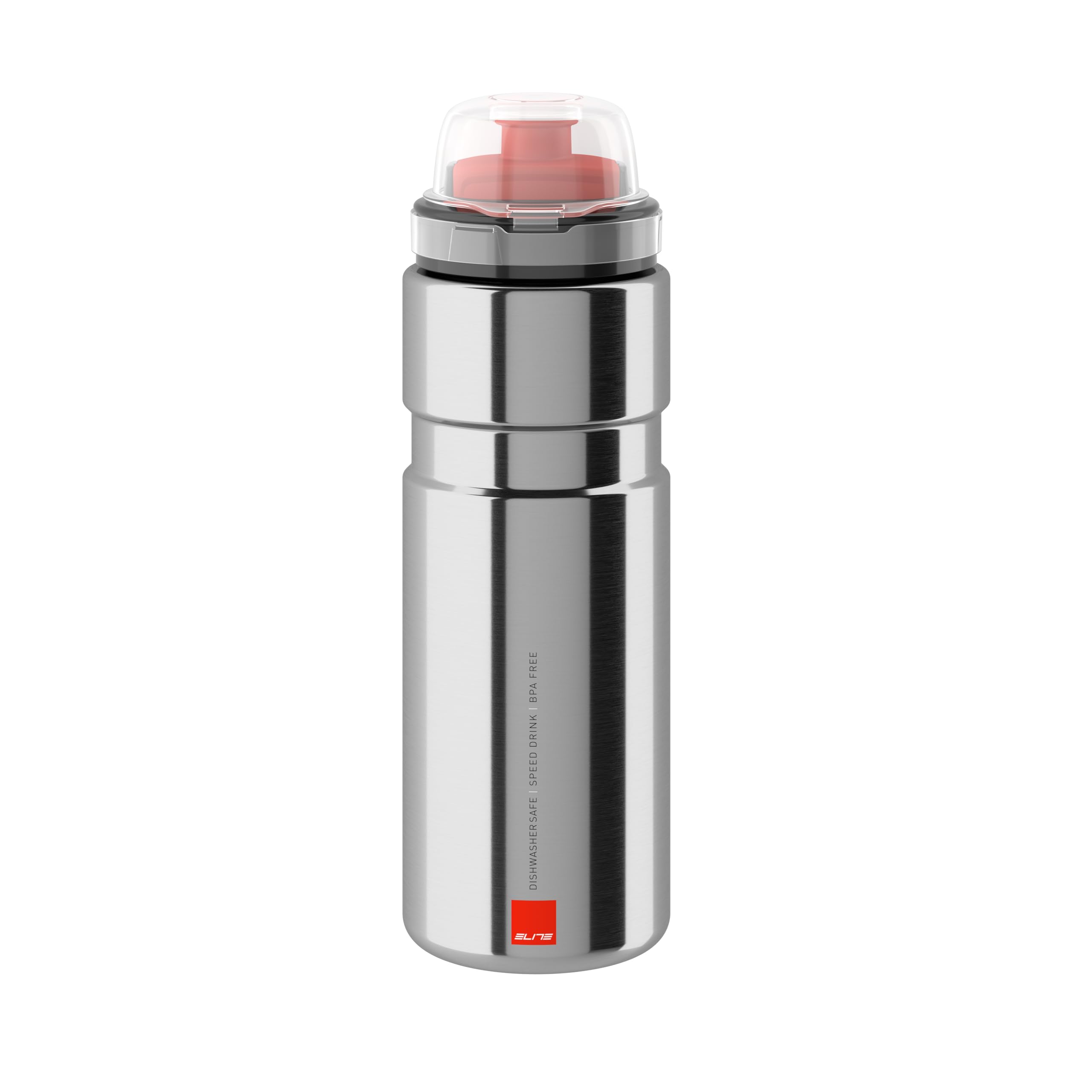 ELITE Bidón Syssa Aluminio Race Plata Brillo 750 ml – Botella agua ciclismo resistente sin BPA – Para carretera MTB Gravel E-Bike – Reutilizable sostenible