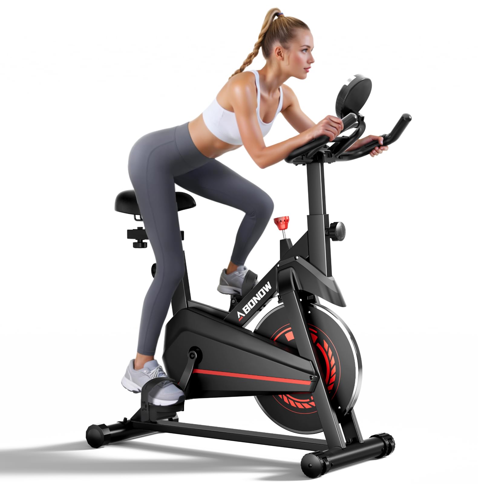 Exercise Bike, Infinite Resistance, LCD Monitor, Adjustable Seat, Max Weight 300lbs, Quiet Cycling for Home Use, Comfortable Padded Seat