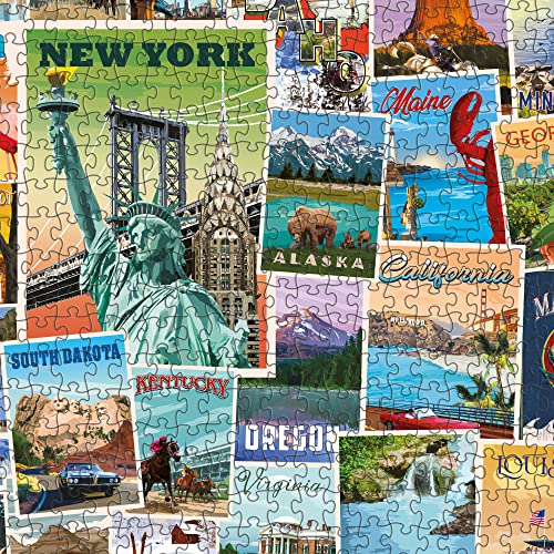 Funwares Puzzle de Estados Unidos, Rompecabezas de 1000 Piezas, Arte Vintage de Póster | Monumentos y Atracciones desde Alabama hasta Wyoming, Sin Polvo de Rompecabezas, Piezas Antirreflejo, 27 x 19 Pulgadas, Regalo Educativo miniatura 3