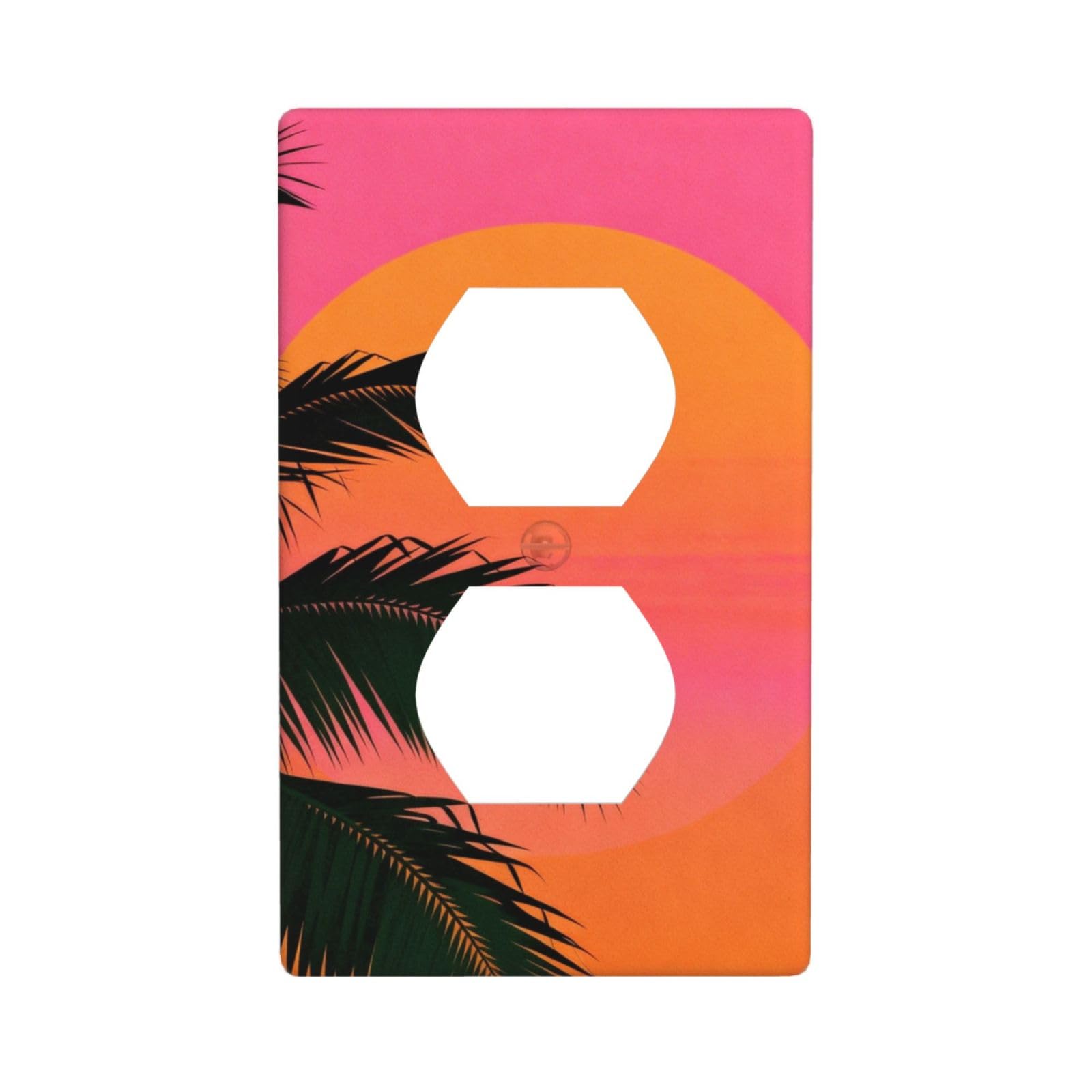Palm Sunset Silhouette Decorative Switch Plate Cover-Unbreakable Polycarbonate Wall Plate for Home Office, 1 Gang with Screws