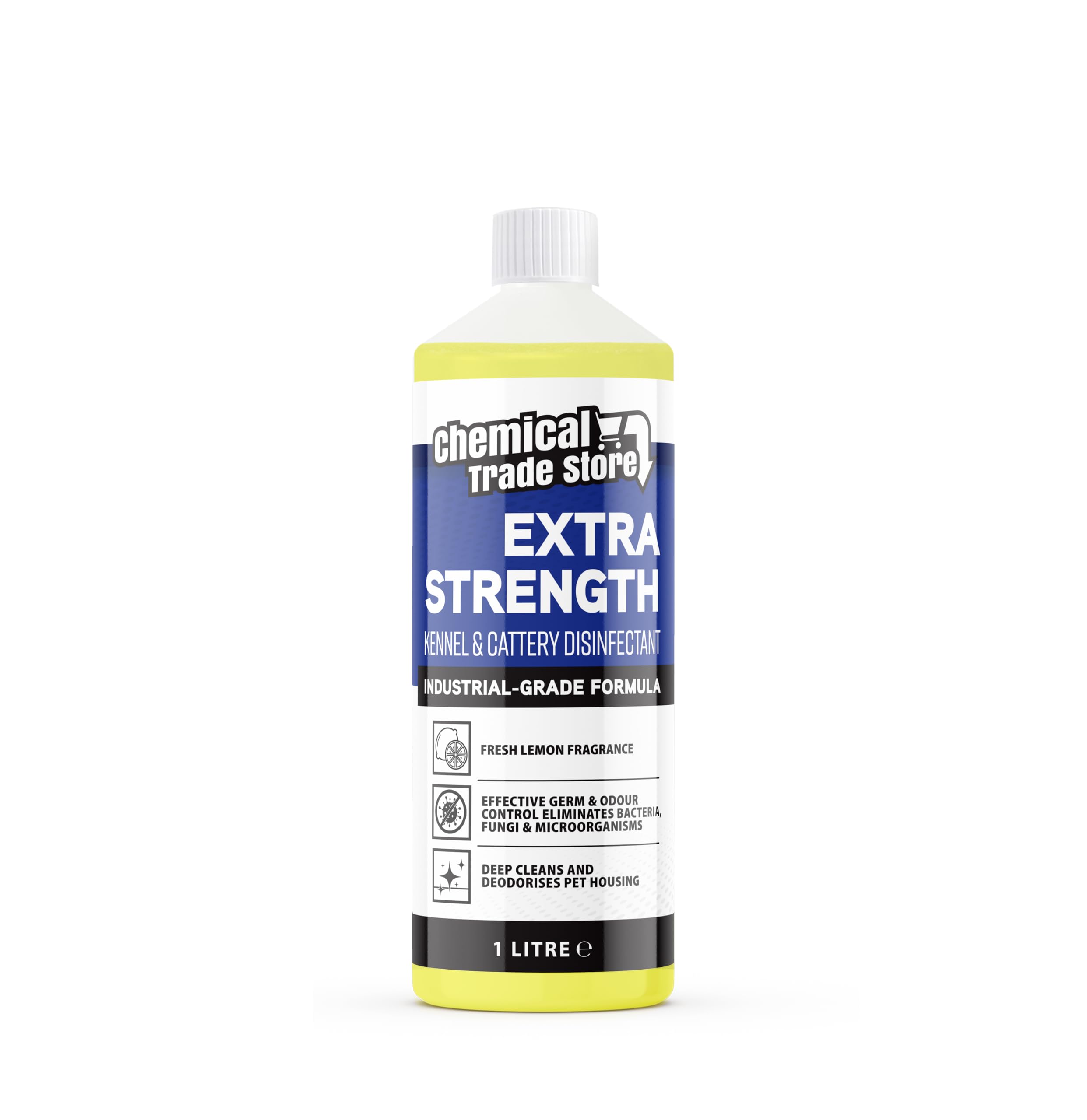 Chemical Trade Store - Kennel & Cattery Disinfectant, Pet Friendly Cleaner & Deodoriser, Lemon Scent - For Dog Kennels, Cat Cages, Hutches & Aviaries - Concentrated Formula Dilutes Up To 1:5-1L
