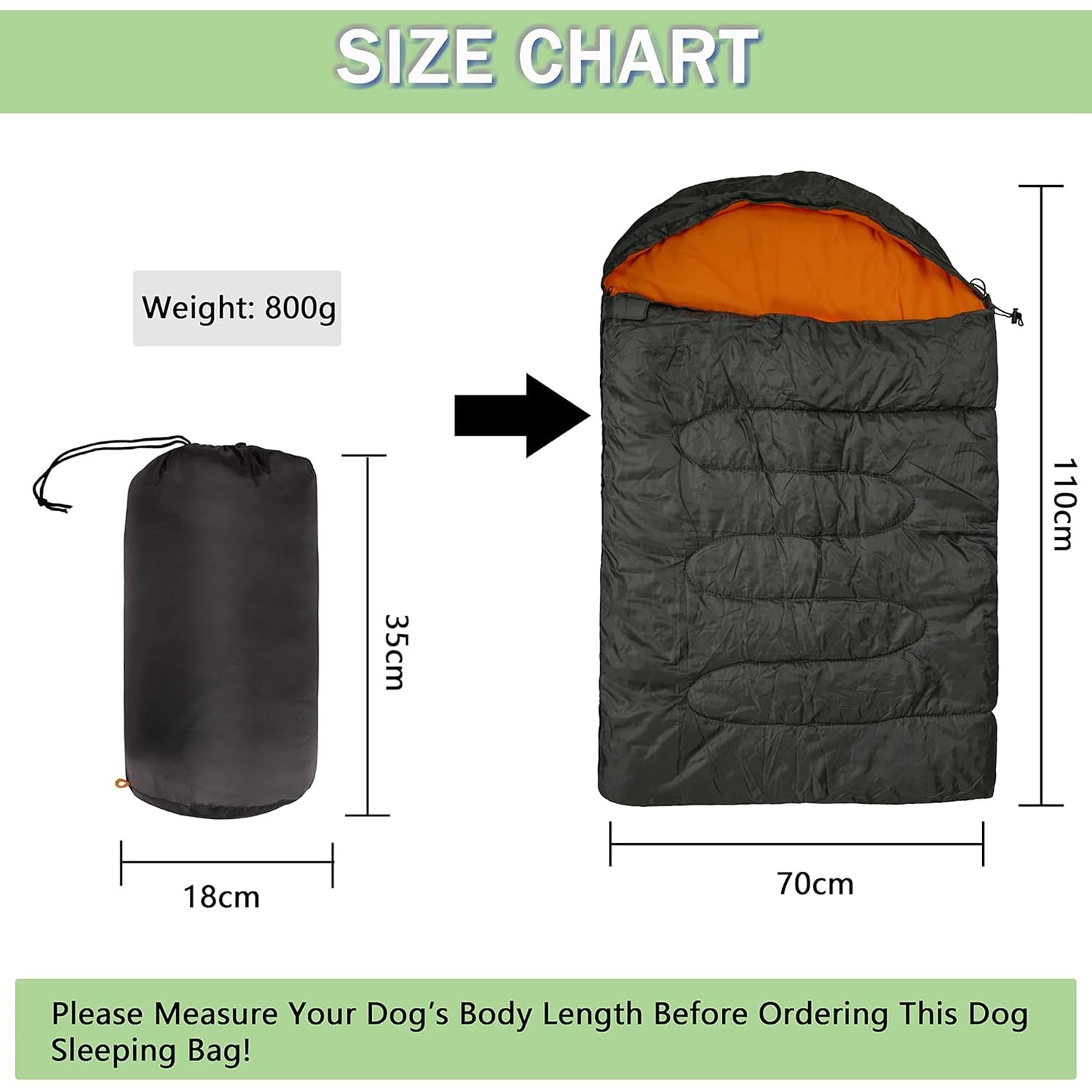 Hundeschlafsack Hundebett Warm Leichtgewicht Hundedecke für Haustier Katzen und Hunde ideal zum Camping Urlaub Wandern (Orange)