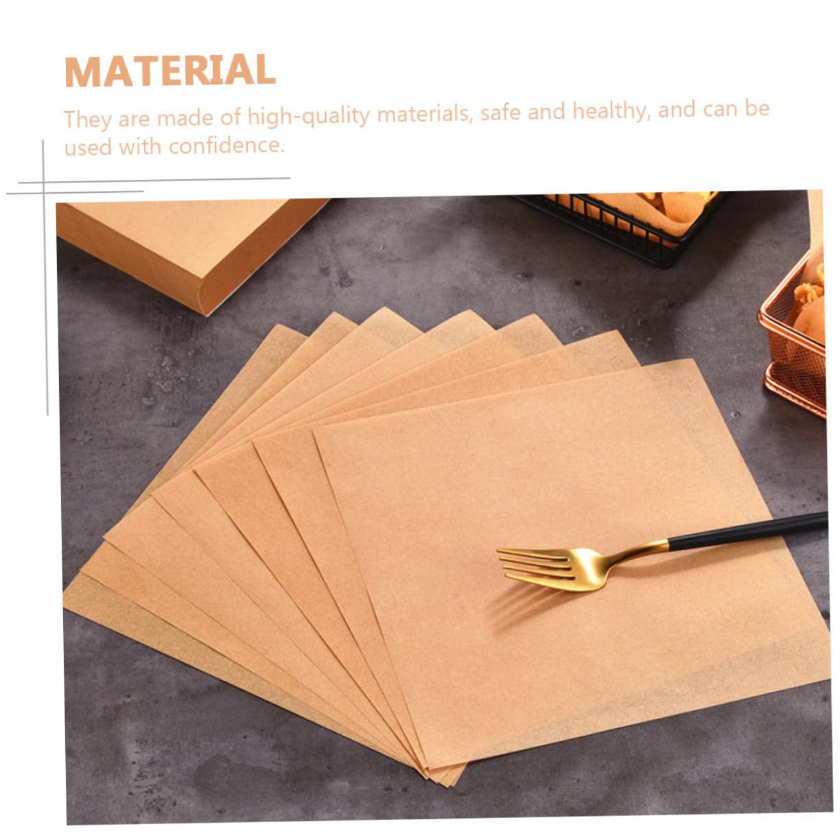 Papel Antigrasa para Alimentos de Papel Kraft Color Caqui 500 Hojas Absorbentes Compacto Adecuado para Hornear y Servir Bocadillos en Horno