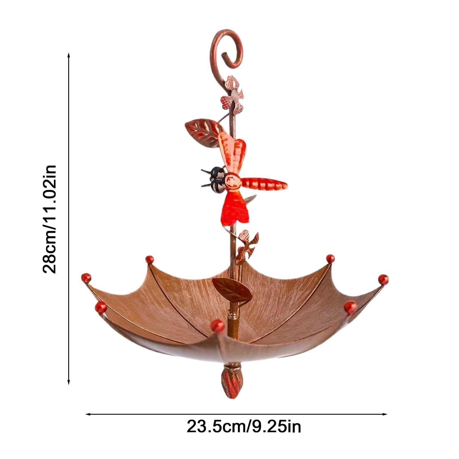 Comedero para pájaros con Forma de Paraguas, Ideal para Mariposas, libélulas y Abejas. Incluye Bebedero y Bebedero Colgante para pájaros. Soporte para jardín Exterior.