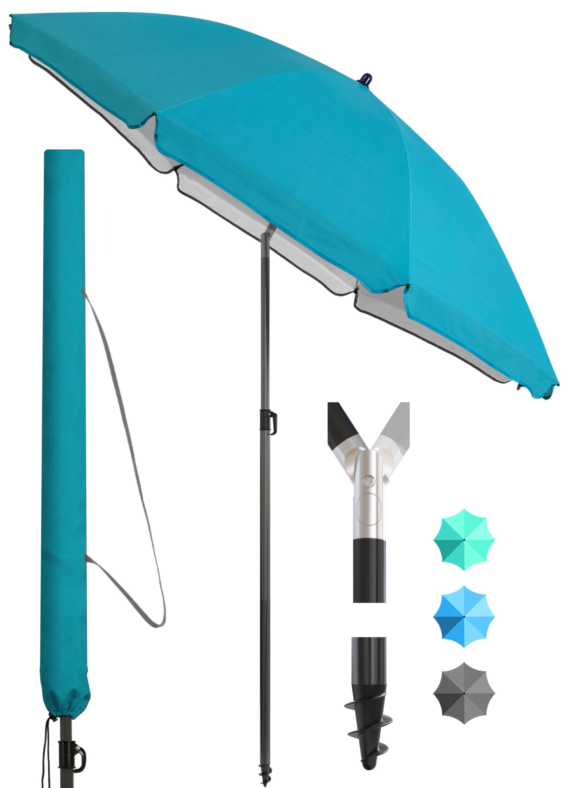 4smile Sonnenschirm Strand SunnyJoy - UPF 50+ Strandschirm Ø 180 cm - Strandschirm windfest stabil als sicherer Sonnenschutz Strand und Balkon, Sonnenschirm mit Schutzhülle
