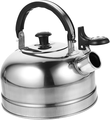 Miniatura 4 de NOLITOY Olla de sonido para camping, tetera para acampar, hervidor de hervidor, silbato fuerte, tetera, silbido, tetera, tetera de acero inoxidable,