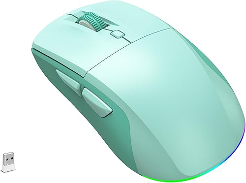 LeadsaiL Ratón inalámbrico Bluetooth recargable, modo dual (Bluetooth + USB de 2.4 G), mouse de computadora con botones laterales, DPI ajustable
