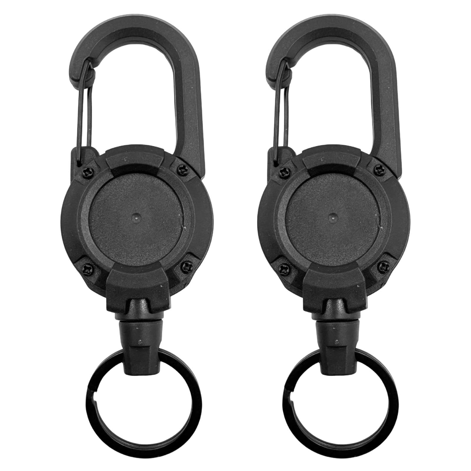 2 Pack Heavy Duty Retractable Keychain, Retractable Lanyard Badge Reel, U-shape Badge Reel with 23.6'' Steel Cord, Strength ID Badge Holders with Large Carabiner Clip, Extendable Lanyard for Key Card