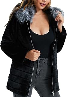 TURWXGSO Coats for Women UK Clearance Warm Fuax Fur Coats Long Sleeve Solid Color Jackets with Hood Thicken Fleece Coats for Winter Casual Relaxed Zip up Outerwear