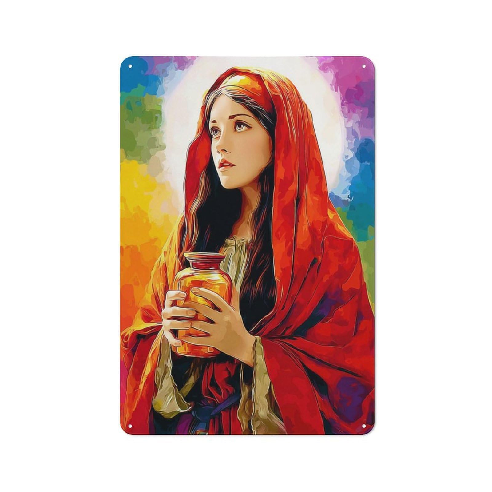 Junmoney Vibrant Portrait With Red Veil Vintage Tin Sign 30X20cm With For Living Room Or Hallway, For Living Room Decor Lovers