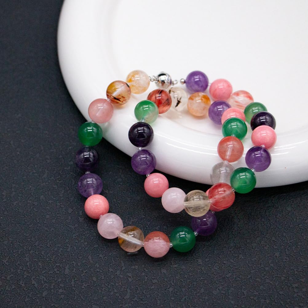 Collar de Piedras Preciosas Naturales con Mezcla de Cristales de 7 Chakras Amatista, Cuarzo Rosa, Cuarzo Transparente y aventurina cornalina para Proteger el Equilibrio energético