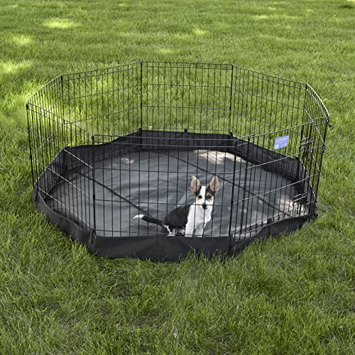 MidWest Homes For Pets Octagon Exercise Pen Fabric Mesh Bottom, Black - Image 4